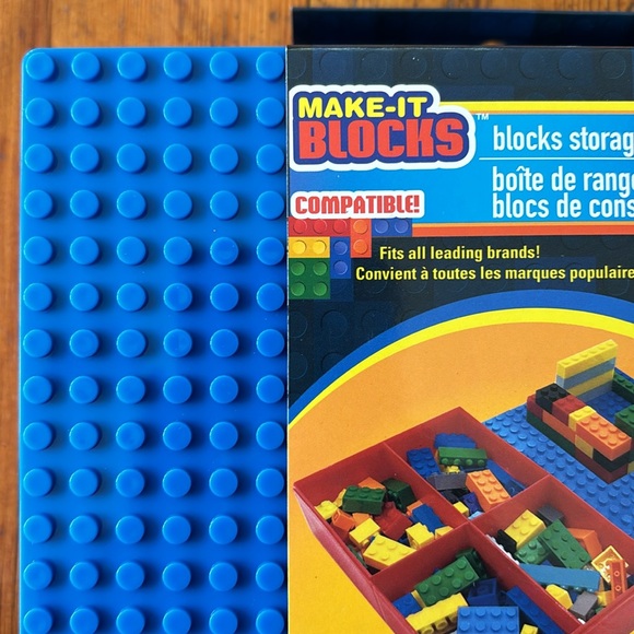 NWT MAKE-IT BLOCKS - Blocks Storage Case - BLUE Lid and RED Container Bottom - Picture 5 of 7